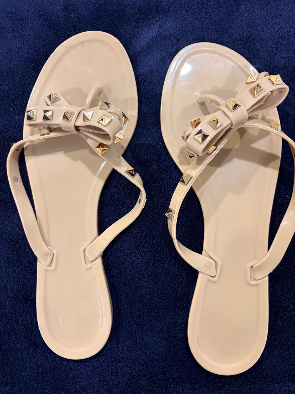 Women's Bow Studded Jelly Sandals - Nude